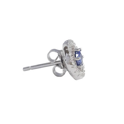 0.50ctw Purple Tanzanite CZ Stud Earrings with Halo in 925 Sterling Silver