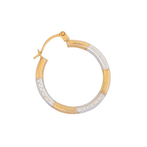 9ct Two Tone Gold Patterned Hoop Earrings