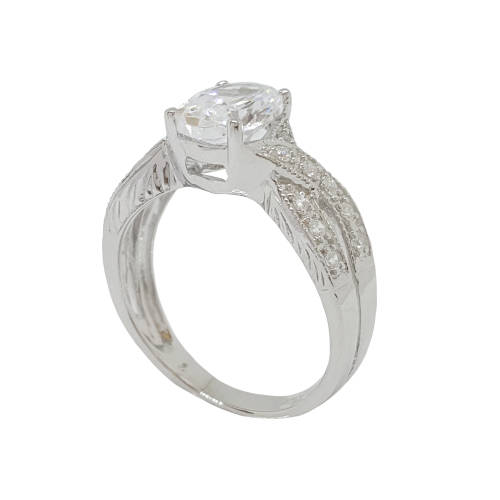 1.77ctw CZ Split Band Cross Over Style Ring in 925 Sterling Silver- Size 7, 8