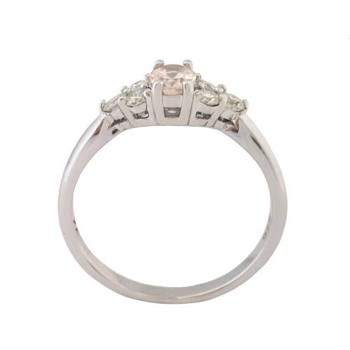 CD DESIGNER JEWELRY* 0.80ctw Morganite and Diamond Ring in Silver- Size 8.5
