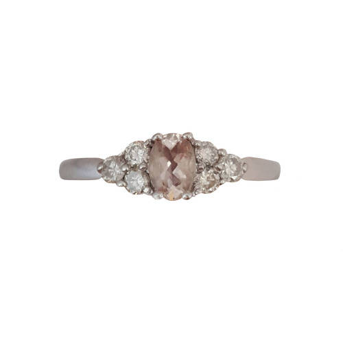 CD DESIGNER JEWELRY* 0.80ctw Morganite and Diamond Ring in Silver- Size 8.5