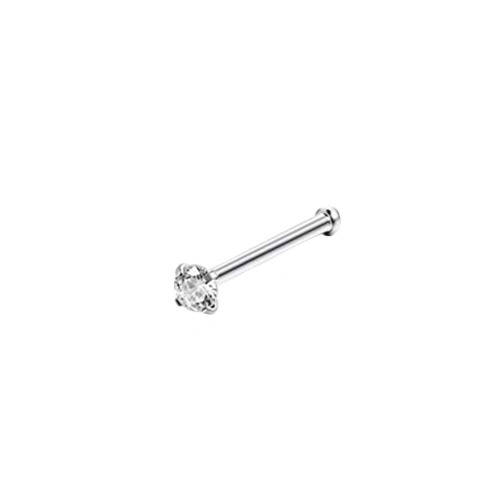 1.5mm CZ Pin Nose Ring in 925 Sterling Silver