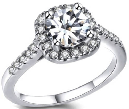 1.30ctw CZ Halo Design Ring - Size 5.25 , 7