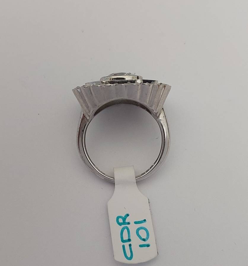 *CD DESIGNER JEWELRY* 3ct Cushion CZ Ring in Silver- Size R