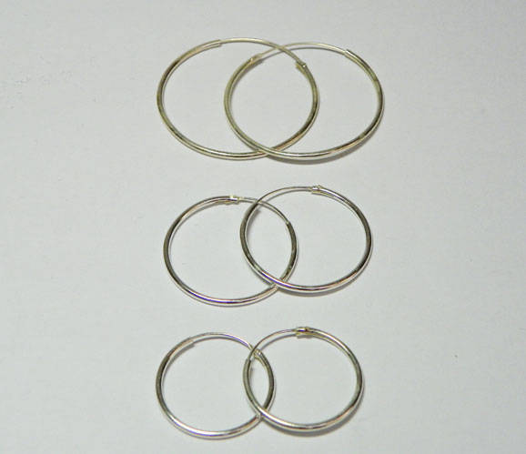 ***3 Pairs of 925 Sterling Silver Tube Earrings in different sizes**