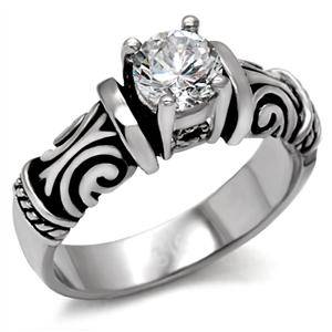 **BRAND NEW ARRIVAL** Stainless Steel 0.75ct Two Tone Ornate Band Cocktail Ring**Size 6-10*