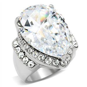 30ct Pear Shaped Stainless Steel Dress Ring- Size 5-10