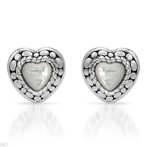 **SPARKLING**Mother of Pearl Heart Shaped Studs***