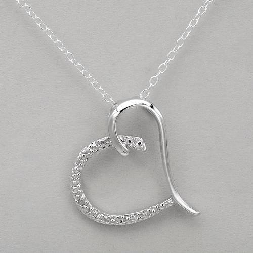 **GORGEOUS**0.01ctw Diamond Heart Pendant and Necklace**925 Sterling Silver**