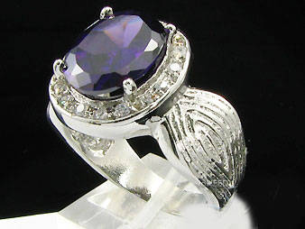 Broad Band Simulated Purple Amethyst Dress Ring**Size 10/12