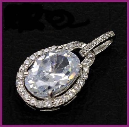 ***925 STERLING SILVER***GORGEOUS Oval Cut CZ Pendant***