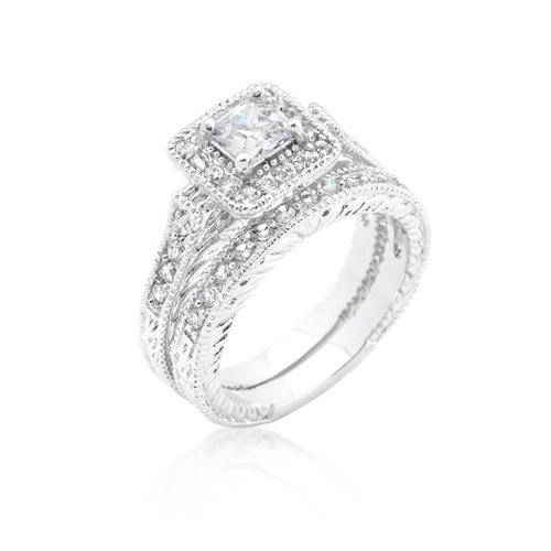 **GORGEOUS**0.73ctw Princess Cut 2 Piece Wedding Set*Size 6-10*