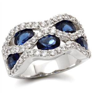 Sapphire and Clear CZ Wave Ring*Size 7-10