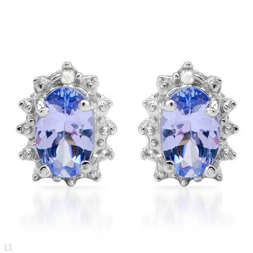 0.90ctw Studs with Diamonds and Tanzanites in 925 Sterling Silver