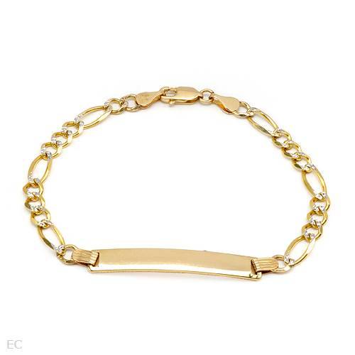 **GORGEOUS**10K Two Tone Gold ID Bracelet**