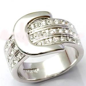 Buckle style CZ Dress Ring Size 6