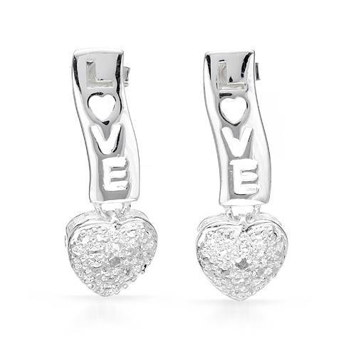 0.01ctw Natural Diamond Heart Love Earrings in 925 Sterling Silver