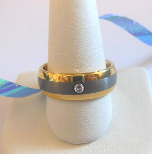 Two Tone Gentlemen's Wedding Band in Tungsten**Size W
