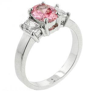 ***GORGEOUS***Petite Oval Cut Pink cz Engagement Ring***Size 6**