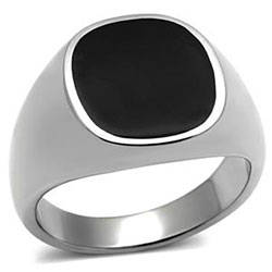 Men's Black Epoxy High Polished Stainless Steel Ring Size 7.75-13