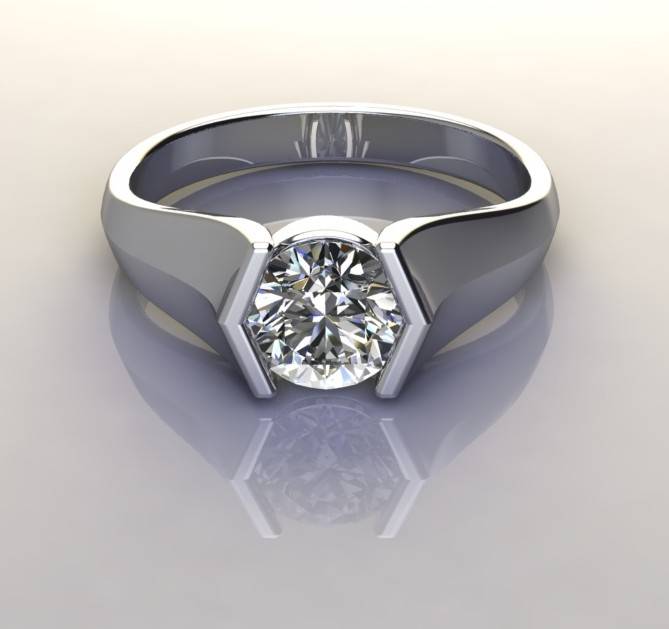 *CD DESIGNER JEWELRY*1.00ctw Tensions set CZ Promise Ring in 925 Sterling Silver*Size P*