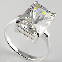 925 Sterling Silver**8 ct Emerald Cut Engagement Ring**Size 7/9**