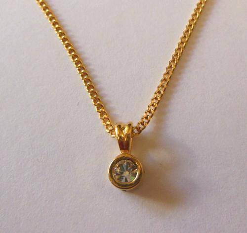 Gold Plated Clear Crystal Pendant with Free Necklace