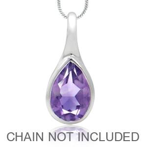 0.71ctw Pear Amethyst Pendant in 925 Sterling Silver