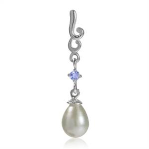 0.03ct Tanzanite and White Pearl Pendant in 925 Sterling Silver