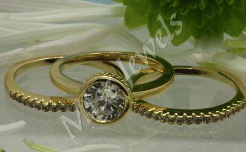 **0.95ct CZ Gold Plated Wedding Set**Size 7**