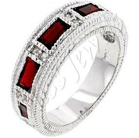 Simulated Ruby Wedding Band- Size 5-10