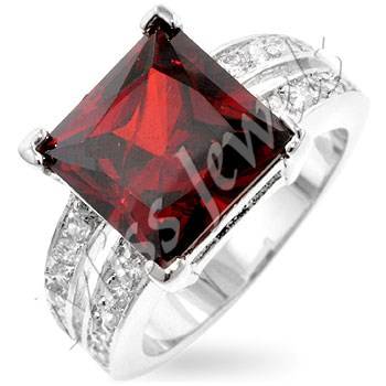 Princess cut Garnet CubicZirconia Engagement Style Ring- Size 5-10