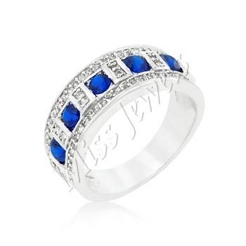 Simulated sapphire and diamond Costume Wedding Ring- Size 5-10