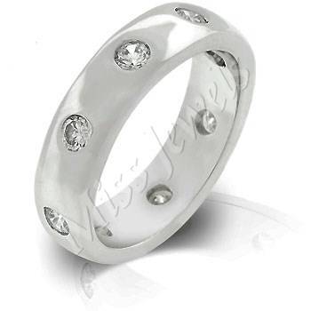 Eternity Ring with Bezel Set Round Cut Clear CubicZirconia- Size 7