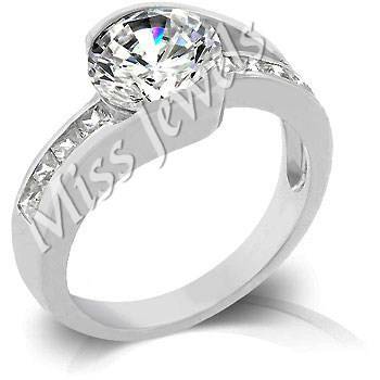 Round cut Clear CubicZirconia Engagement Style Ring- Size 8-10