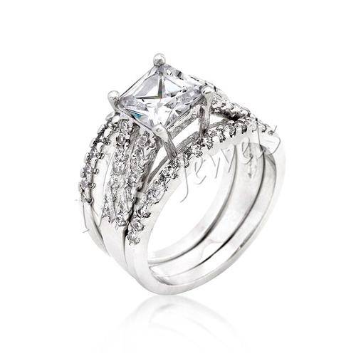 1.89ctw Princess cut 3 Piece Wedding Set- Size 6-10
