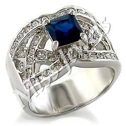 **Look good with Blue**Created Blue Sapphire & Crystal Dress Ring- Size 6/10