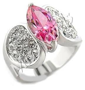 Pink and Clear CubicZirconia Costume Dress Ring- Size 10
