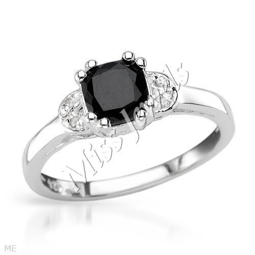 **925 Sterling Silver**1.21ctw Diamond and Sapphire Engagement Ring**Size 7**
