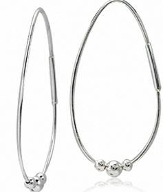 925 Sterling Silver Oval Hoop Style Earrings