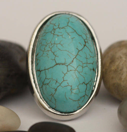 Funky Fashion Turquoise Dress Ring- Size 6.5