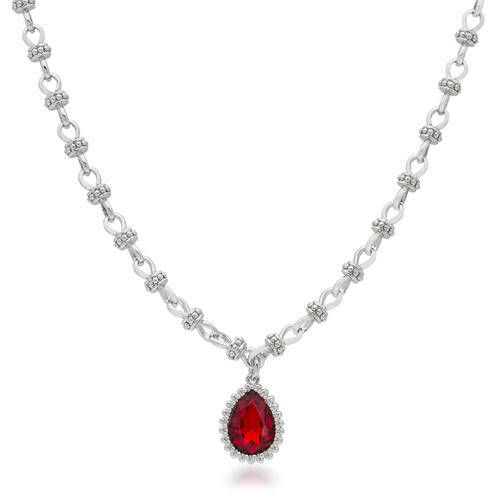 Funky Garnet Red Rhinestone Crystal Pendant with Chain