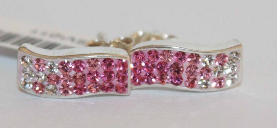 Pink and White Crystal Earrings in 925 Sterling Silver