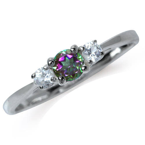 0.47ctw Mystic Fire Topaz Promise Ring in 925 Sterling Silver- Size N