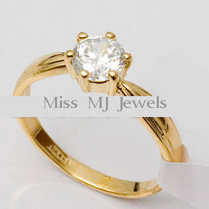Magnificent 0.50ct Round Cut CZ Engagement Ring in gold tone***Ample Sparkle**