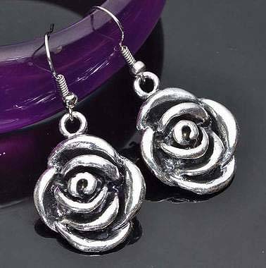 Drop and Dangle Rose Shaped Earrings