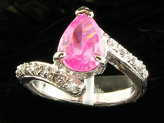 **Charming Pear Cut Simulated pink sapphire dress ring**