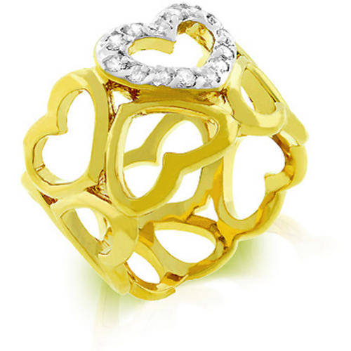 ****Gorgeous**Heart detailed dress ring with pave set heart cz's***Size 9
