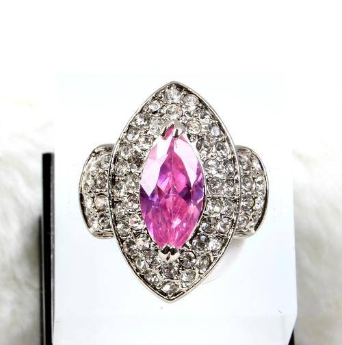 **Gorgeous**Simulated Pink Sapphire and diamond dress ring*Size 8