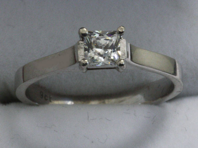 **CD DESIGNER JEWELRY**0.50ct Solitaire Princess Cut**925 Sterling Silver**Size 7&8